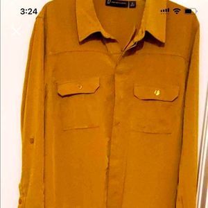 Mustard yellow NY&Company drawstring jumpsuit